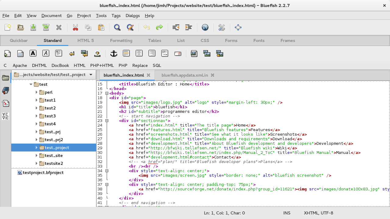 bluefish ide
