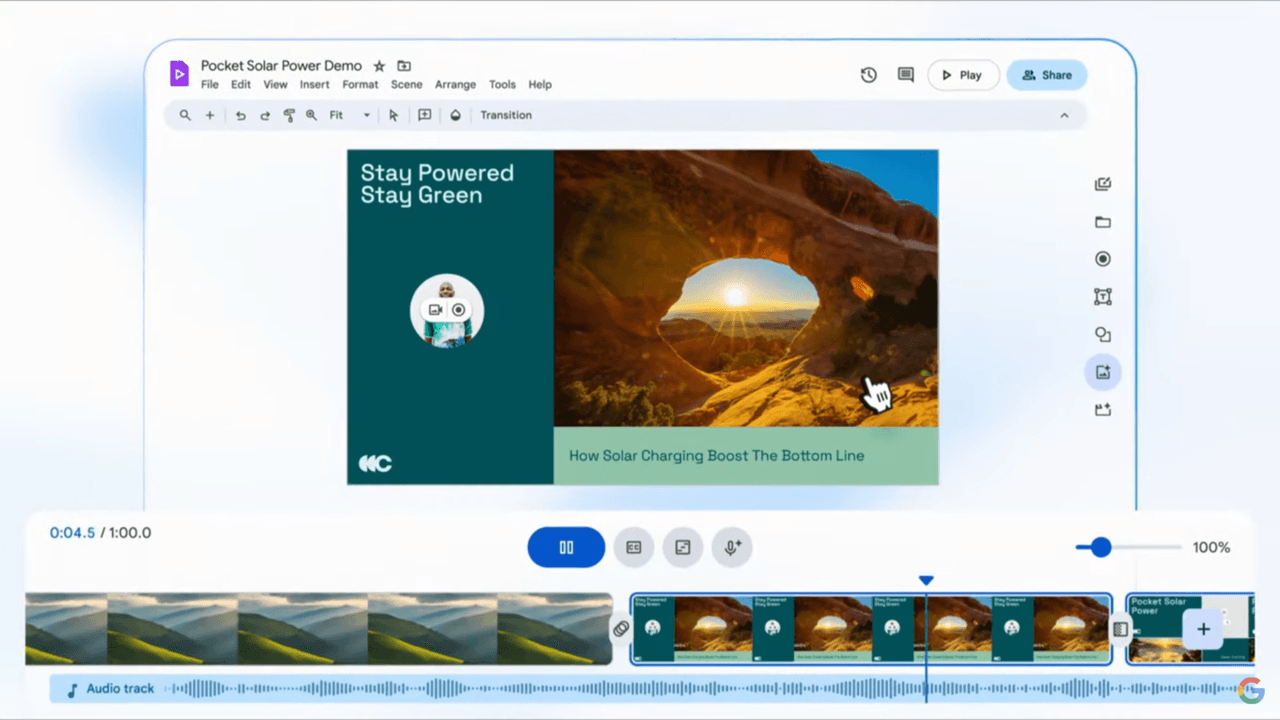 Editor de Google Vids dentro de Workspace