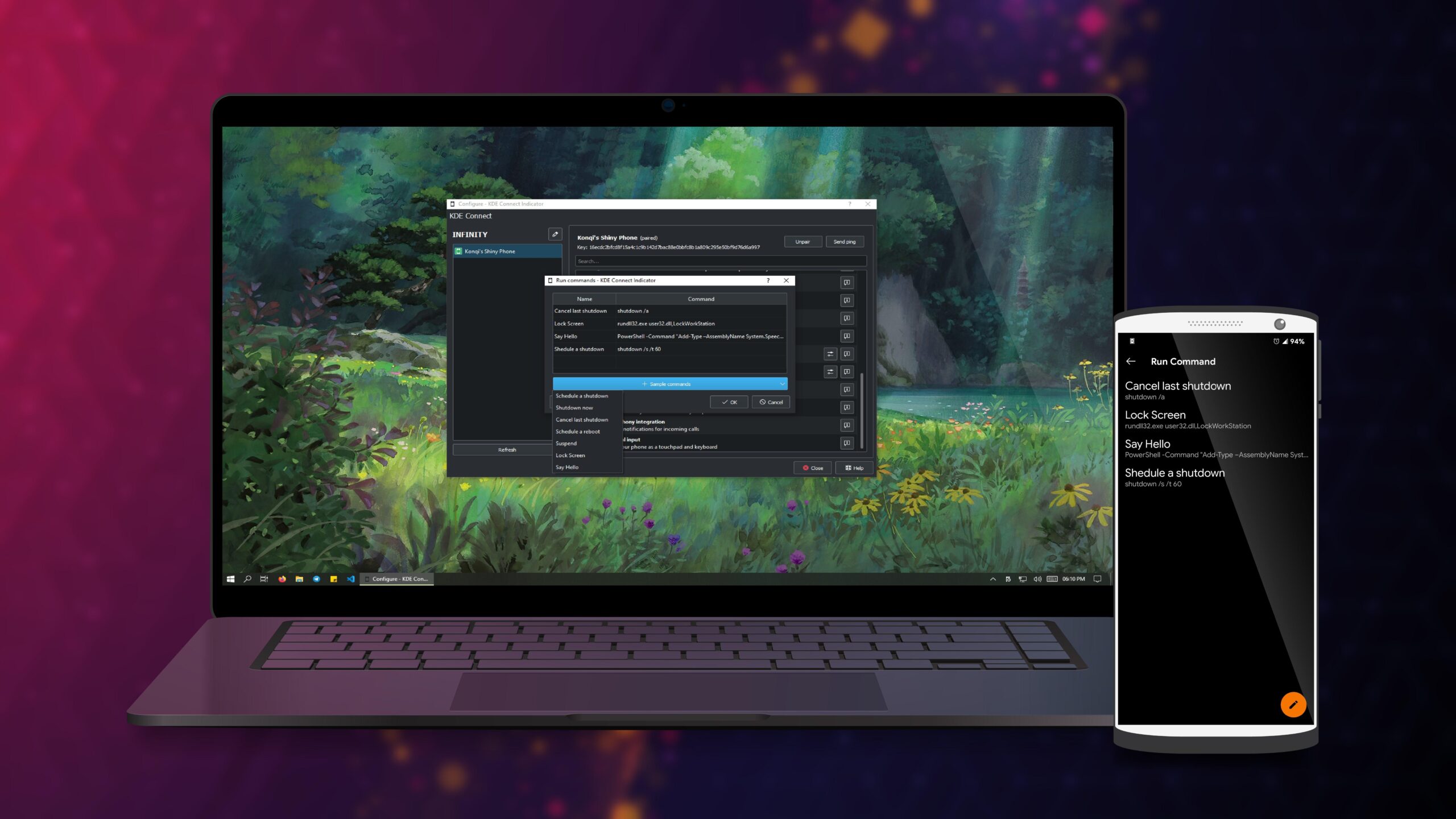 Dispositivos conectados con KDE Connect