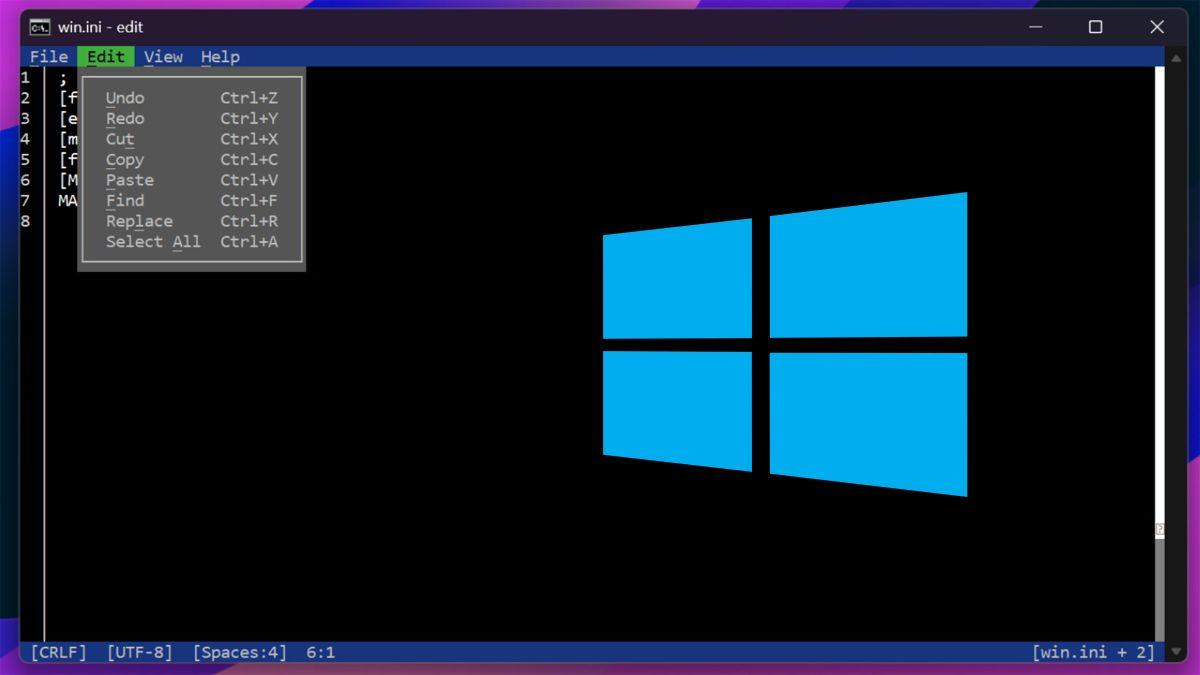 Editor de texto en la terminal de Windows