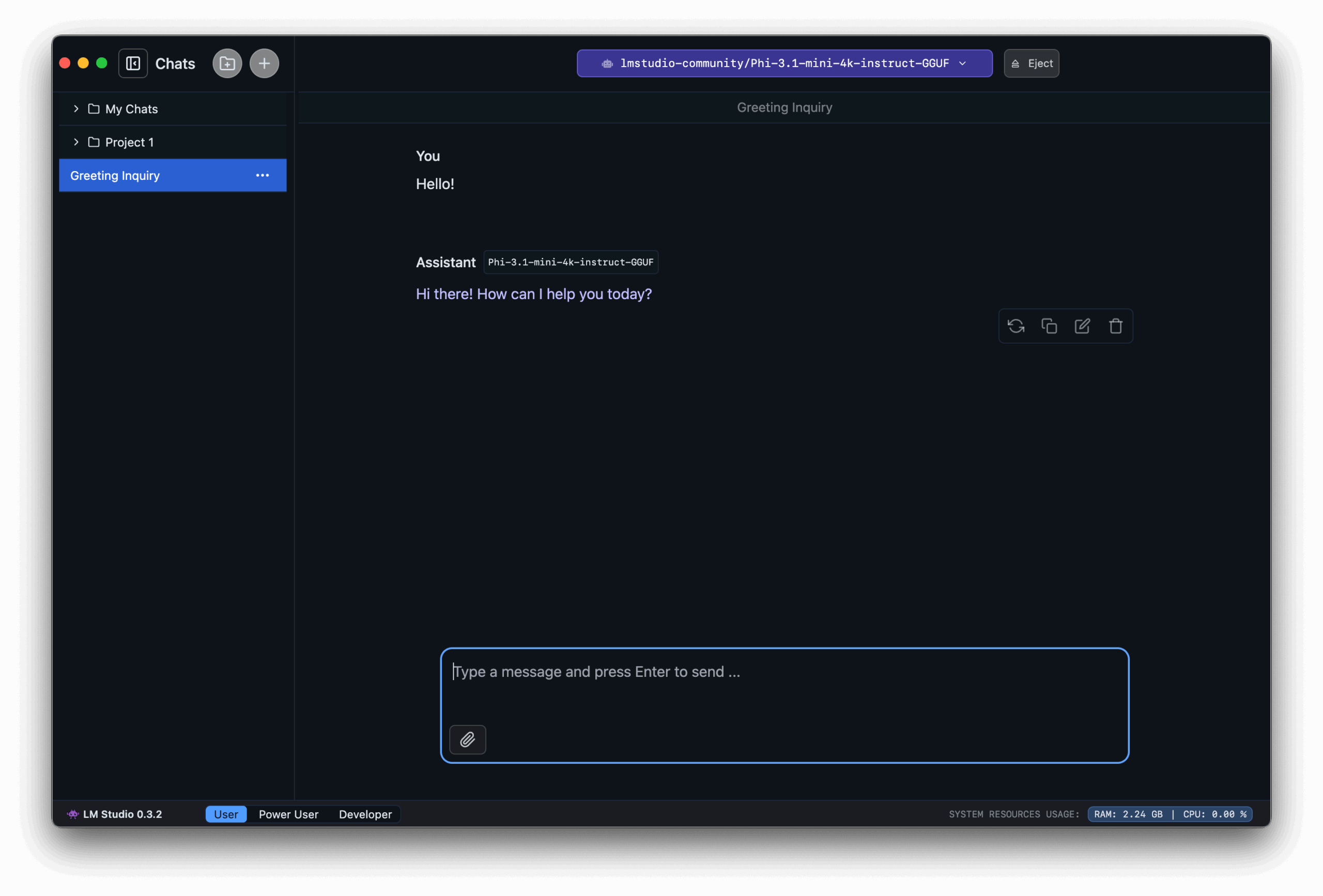 Interfaz de LM Studio en ordenador