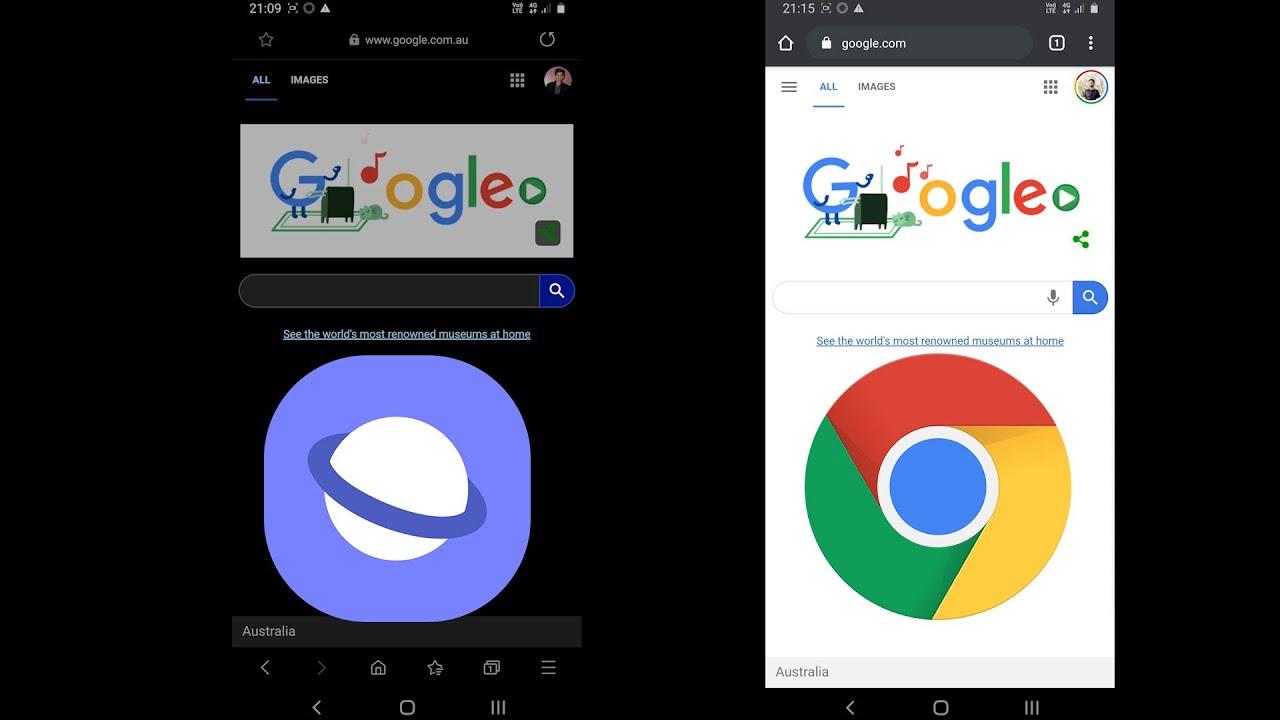 Interfaz y funciones de Samsung Internet frente a Chrome