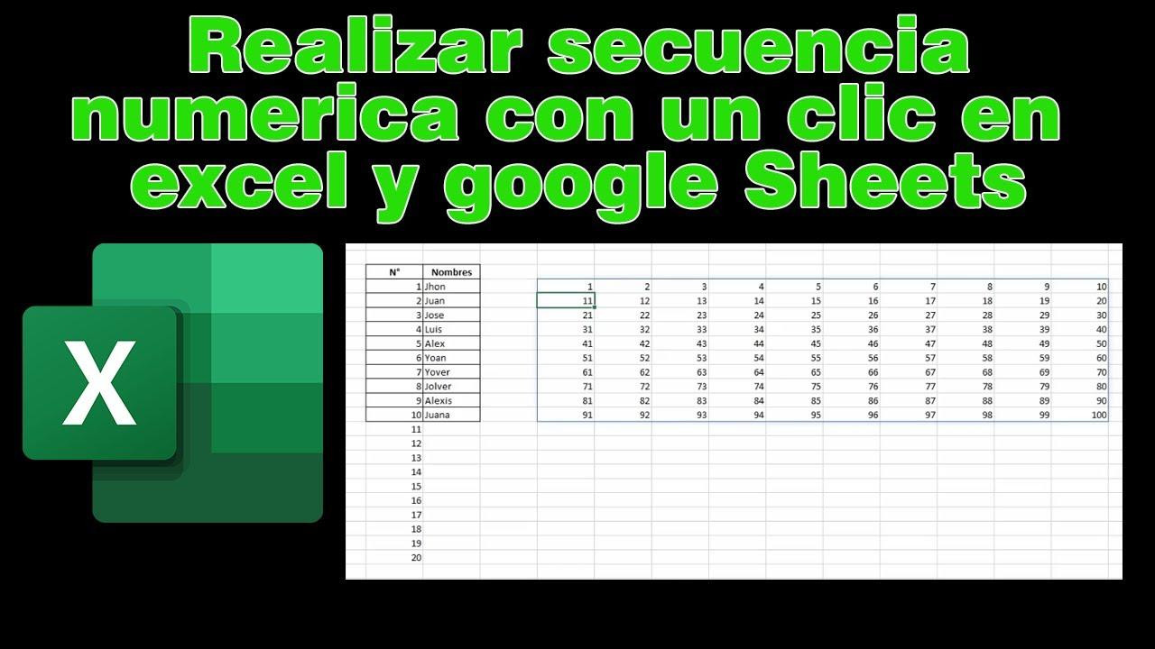 funcion secuencia en excel y google sheets