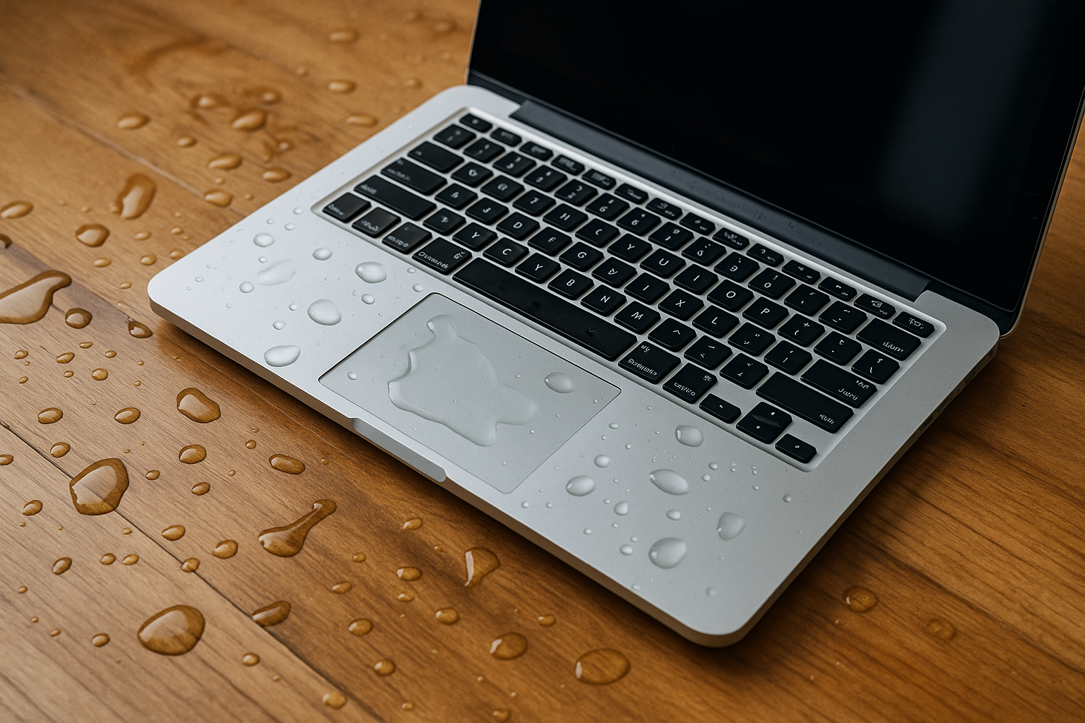 Componentes internos de portátil mojados