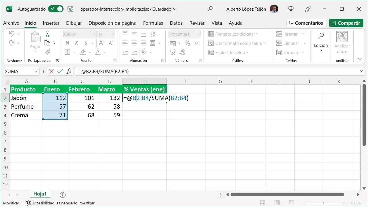 Uso del símbolo @ en fórmulas de Excel arroba en formulas de excel