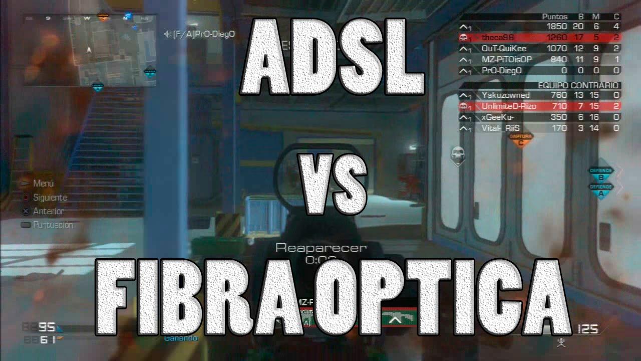 Velocidad ADSL comparada con fibra