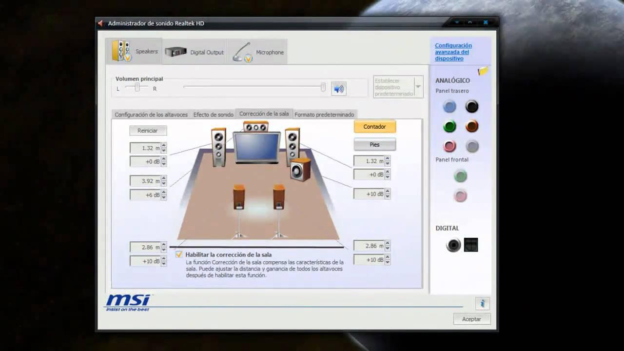 configurar sonido 5.1 en Windows