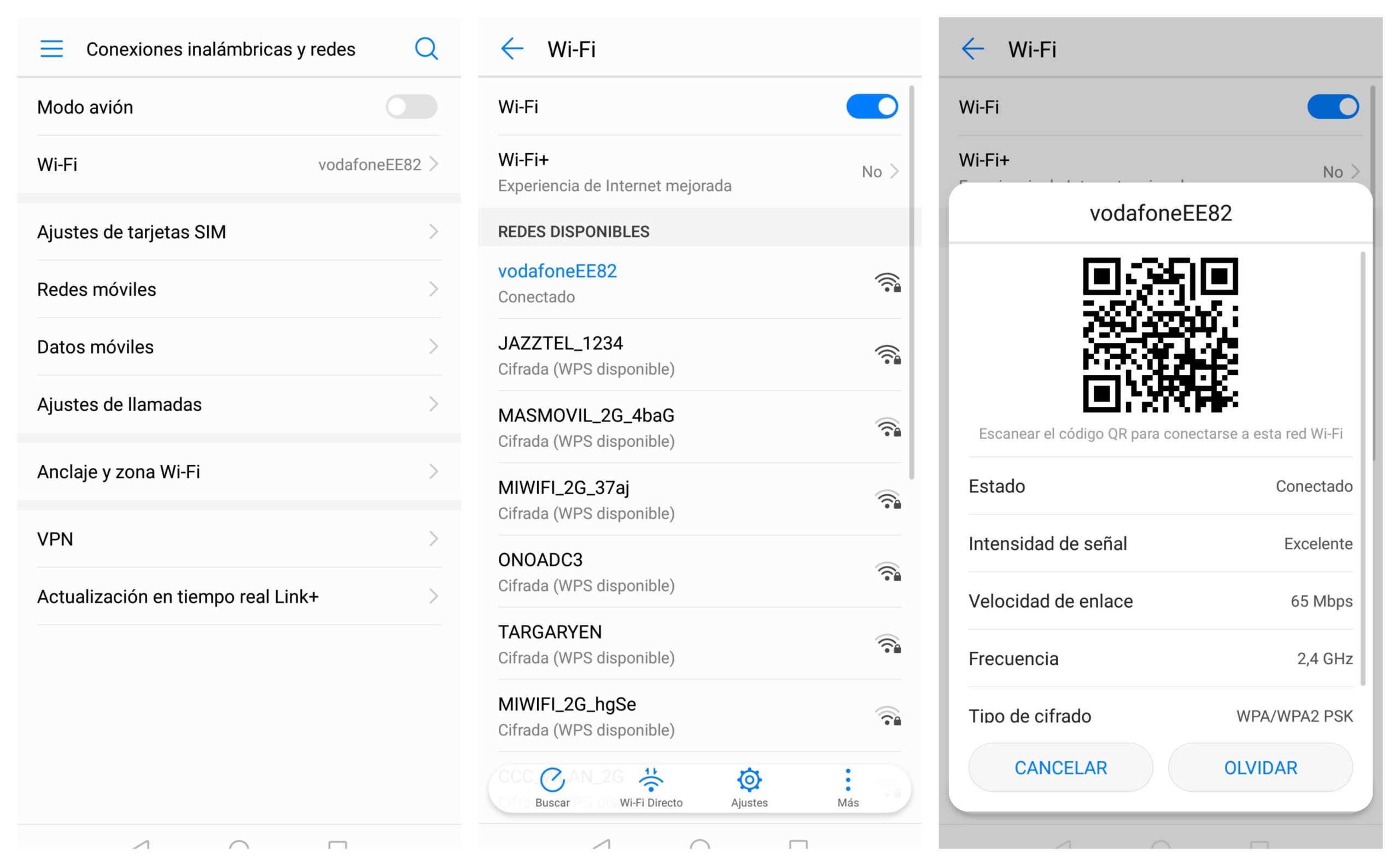 Datos almacenados en código QR Wi-Fi