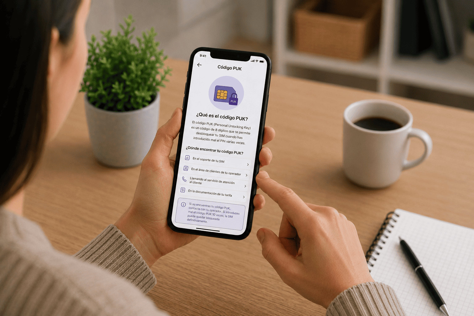 Consultar PUK en área de cliente