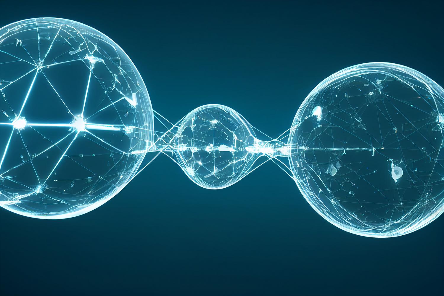 Abstract visualization of interconnected digital spheres, representing a distributed network of open-weight AI models and cluster orchestration.