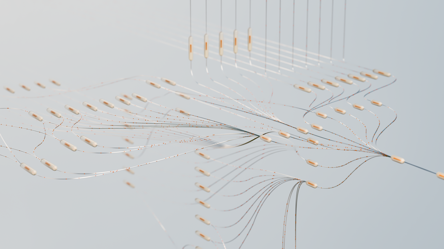 Visualización abstracta en 3D de una red neuronal, representando el funcionamiento interno de los modelos de lenguaje (LLM). Visualización abstracta en 3D de una red neuronal, representando el funcionamiento interno de los modelos de lenguaje (LLM).