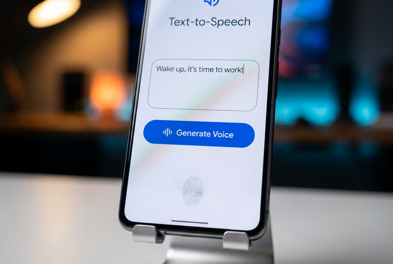 Pantalla de Android con aplicacion de texto a voz