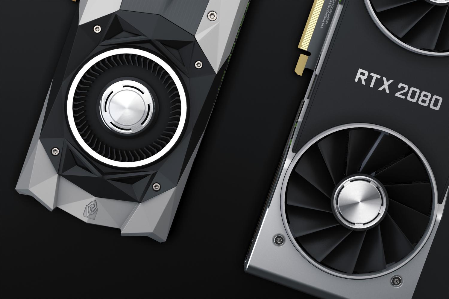 Primer plano de tarjetas gráficas NVIDIA RTX, hardware esencial para la tecnología DLSS.