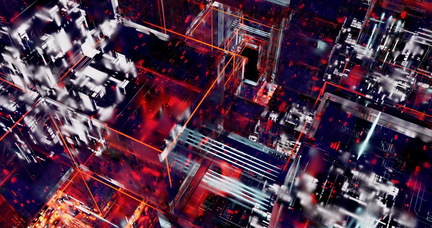 Representación abstracta de circuitos digitales y flujo de datos a alta velocidad, ideal para conceptos de 128 bits. Representación abstracta de circuitos digitales y flujo de datos a alta velocidad, ideal para conceptos de 128 bits.