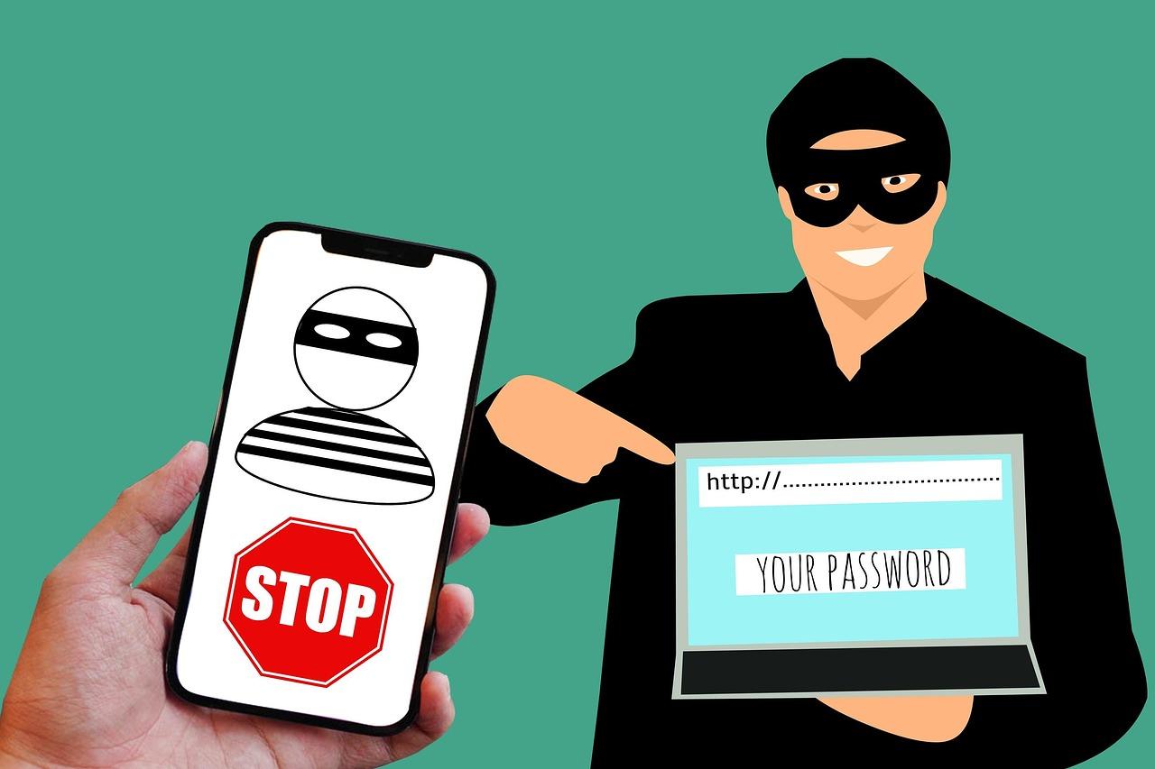 Representación conceptual de un hacker con un smartphone, sugiriendo los riesgos de seguridad y el rastreo no autorizado