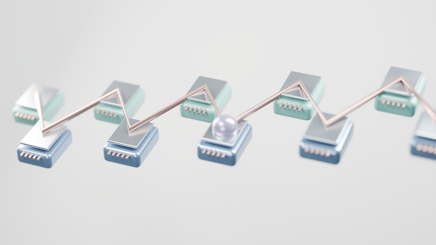 Flujo de datos abstracto en 3D que representa la potencia de cálculo de la computación cuántica y el desafío de la criptografía poscuántica.